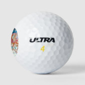 Der Weihnachtsmann kommt mit glücklichen Pferden Golfball (Logo)