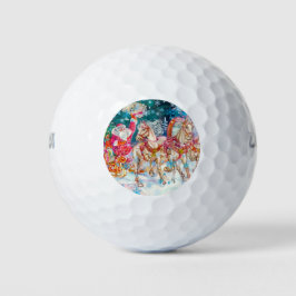 Der Weihnachtsmann kommt mit glücklichen Pferden Golfball