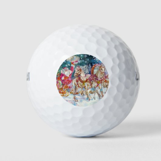 Der Weihnachtsmann kommt mit glücklichen Pferden Golfball (Vorderseite)