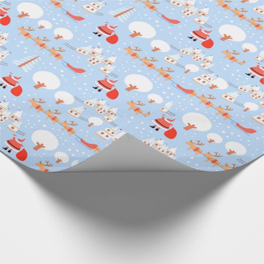 Der Weihnachtsmann kommt mit Rentier Geschenkpapier (Ecke)