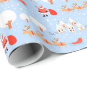 Der Weihnachtsmann kommt mit Rentier Geschenkpapier (Rolleneckpunkt)
