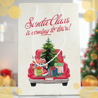 Der Weihnachtsmann kommt nach Town Red Truck Mittlere Geschenktüte