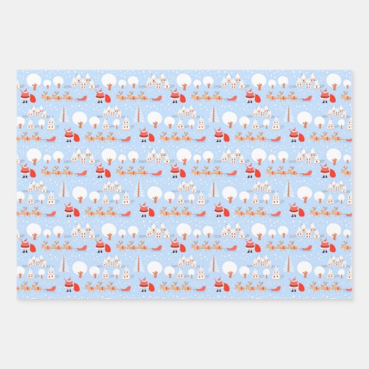 Der Weihnachtsmann kommt zu Weihnachten in der Sta Geschenkpapier Set (Vorderseite)