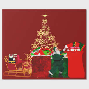 Der Weihnachtsmann kommt zum Roten Umschlagpapier Geschenkpapier