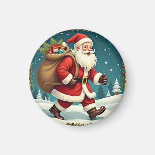 Der Weihnachtsmann liefert Geschenke durch den Sch Magnet