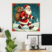 Der Weihnachtsmann liefert Geschenke durch den Sch Poster (Heimbüro)