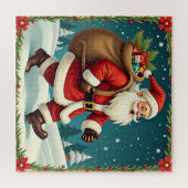 Der Weihnachtsmann liefert Geschenke durch den Sch Puzzle (Horizontal)