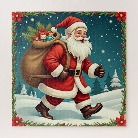 Der Weihnachtsmann liefert Geschenke durch den Sch Puzzle (Vertikal)