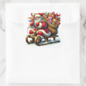 Der Weihnachtsmann liefert Geschenke für einen Sno Quadratischer Aufkleber (Tasche)