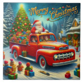 Der Weihnachtsmann liefert Geschenke in einem schn Fliese (Vorderseite)