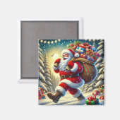 Der Weihnachtsmann liefert Geschenke in einem schn Magnet (Vorderseite/Rückseite)