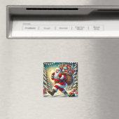 Der Weihnachtsmann liefert Geschenke in einem schn Magnet (In Situ (Geschirrspüler))
