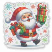 Der Weihnachtsmann liefert in diesem Winter bunte  Aufkleber (Vorderseite)