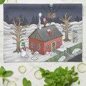 Der Weihnachtsmann liefert Weihnachtsgeschenke Geschirrtuch (Gefaltet)