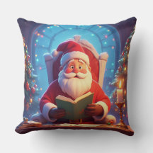 Der Weihnachtsmann liest ein Buch bei Kerzenlicht