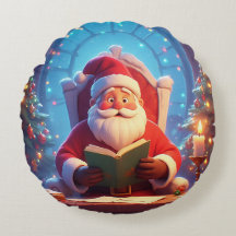 Der Weihnachtsmann liest ein Buch bei Kerzenlicht