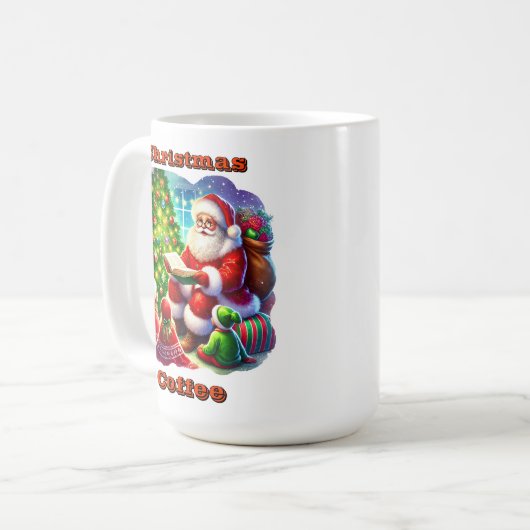 Der Weihnachtsmann liest eine Geschichte vom Chris Kaffeetasse (Vorderseite Links)