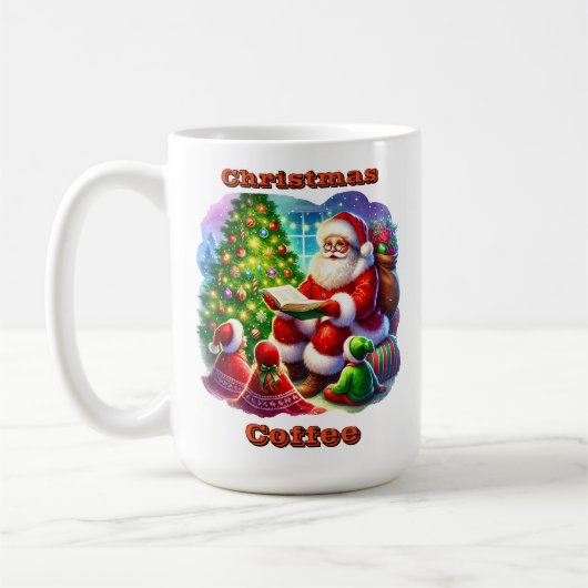 Der Weihnachtsmann liest eine Geschichte vom Chris Kaffeetasse (Links)
