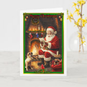 Der Weihnachtsmann liest sich den Brief eines Kind Karte (Gelbe Blume)