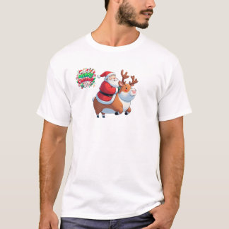"Der Weihnachtsmann macht mit Rentier einen freudi T-Shirt