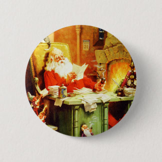 Der Weihnachtsmann macht seine Liste, überprüft si Button