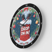 Der Weihnachtsmann macht Urlaub im Kamin Große Wanduhr (Winkel)