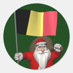 Der Weihnachtsmann mit Abschluss Belgiens Runder Aufkleber