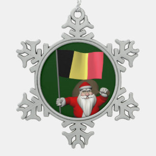 Der Weihnachtsmann mit Abschluss Belgiens Schneeflocken Zinn-Ornament