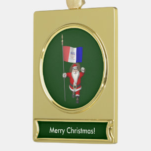 Der Weihnachtsmann mit Abschluss von Cleveland Ohi Banner-Ornament Gold