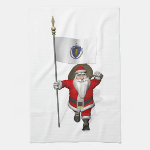 Der Weihnachtsmann mit Abschluss von Massachusetts Geschirrtuch