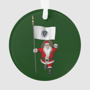 Der Weihnachtsmann mit Abschluss von Massachusetts Ornament