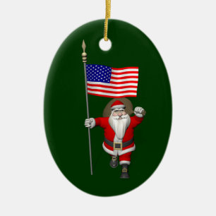 Der Weihnachtsmann mit Abtritt der USA Keramikornament