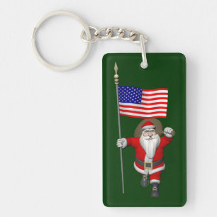 Der Weihnachtsmann mit Abtritt der USA Schlüsselanhänger