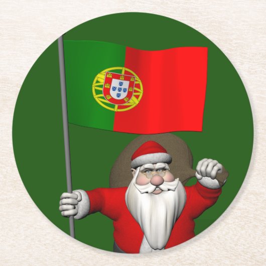Der Weihnachtsmann mit Abtritt Portugals Runder Pappuntersetzer (Vorderseite)