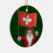 Der Weihnachtsmann mit Abzeichen der Schweiz Keramikornament (Rechts)