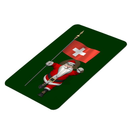 Der Weihnachtsmann mit Abzeichen der Schweiz Magnet (Linke Seite)