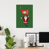 Der Weihnachtsmann mit Abzeichen der Schweiz Poster (Heimbüro)
