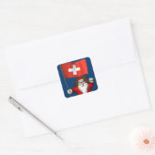 Der Weihnachtsmann mit Abzeichen der Schweiz Quadratischer Aufkleber (Umschlag)