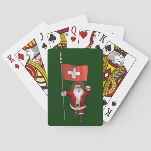 Der Weihnachtsmann mit Abzeichen der Schweiz Spielkarten (Rückseite)