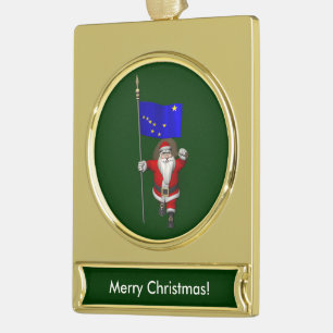 Der Weihnachtsmann mit Abzeichen von Alaska Banner-Ornament Gold