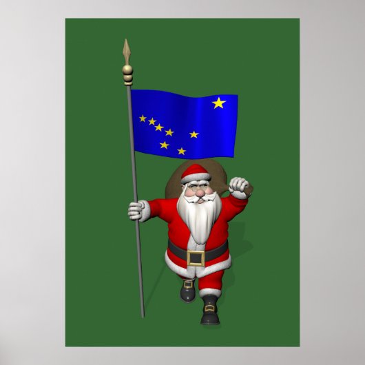 Der Weihnachtsmann mit Abzeichen von Alaska Poster (Vorne)