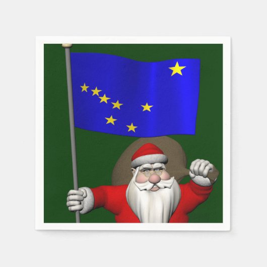 Der Weihnachtsmann mit Abzeichen von Alaska Serviette (Vorderseite)