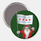 Der Weihnachtsmann mit Abzeichen von Chicago Magnet (Vorderseite/Rückseite)