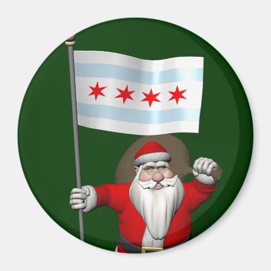 Der Weihnachtsmann mit Abzeichen von Chicago Magnet (Vorne)