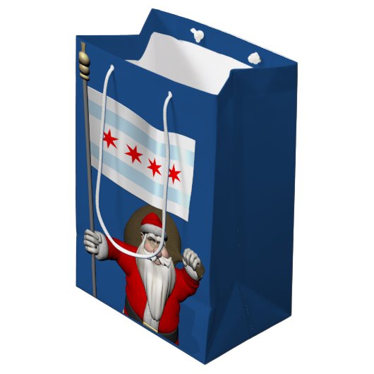 Der Weihnachtsmann mit Abzeichen von Chicago Mittlere Geschenktüte (Vorderseite Schrägansicht)