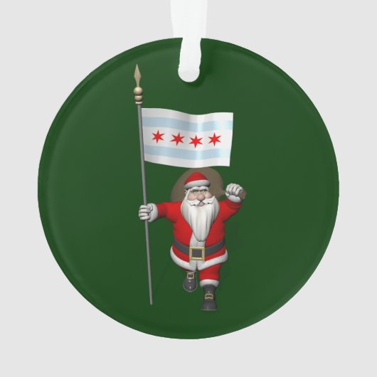 Der Weihnachtsmann mit Abzeichen von Chicago Ornament (Rückseite)