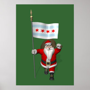 Der Weihnachtsmann mit Abzeichen von Chicago Poster