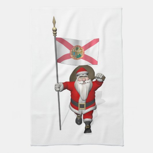 Der Weihnachtsmann mit Abzeichen von Florida Handtuch (Vertikal)