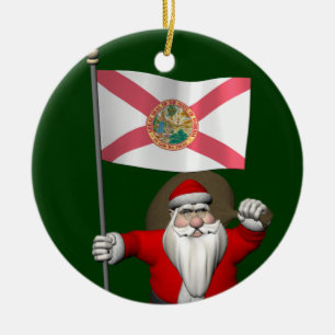 Der Weihnachtsmann mit Abzeichen von Florida Keramik Ornament