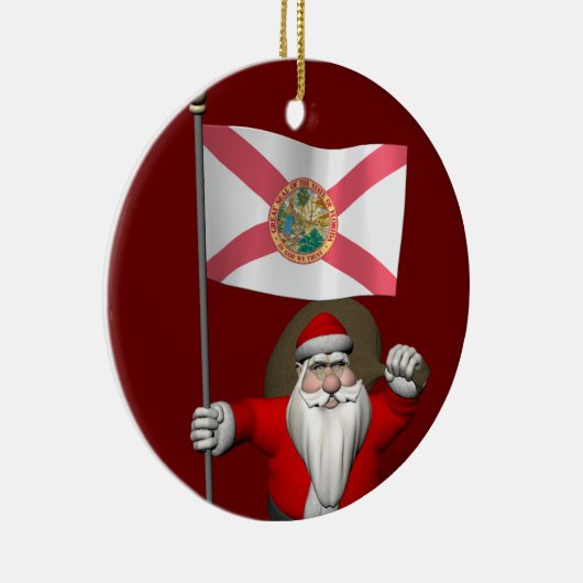 Der Weihnachtsmann mit Abzeichen von Florida Keramikornament (Rechts)